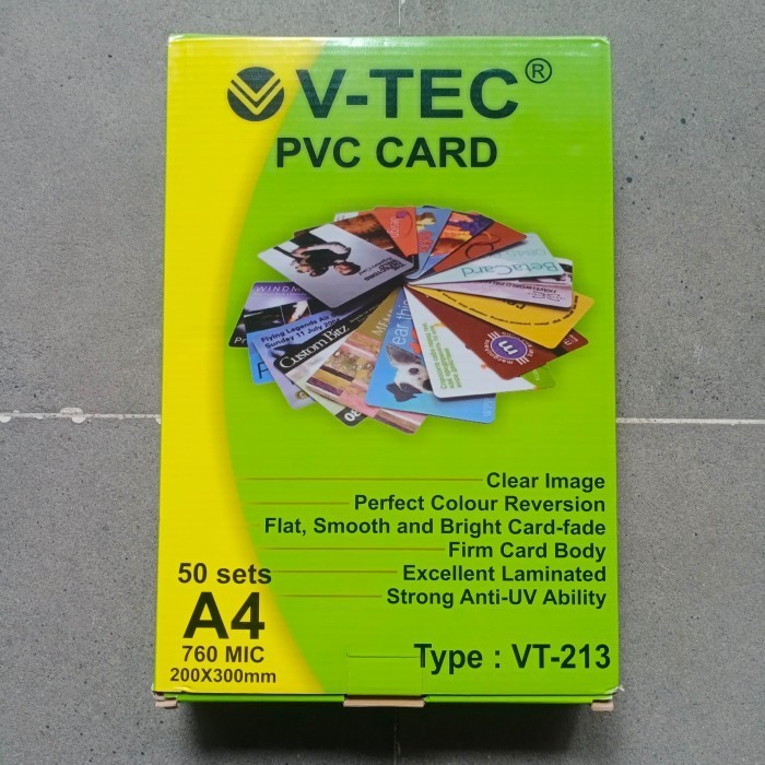 

BARANG TERLARIS Bahan ID CARD VT-213/Bahan PVC CARD A4 V-TEC - 50 Sets