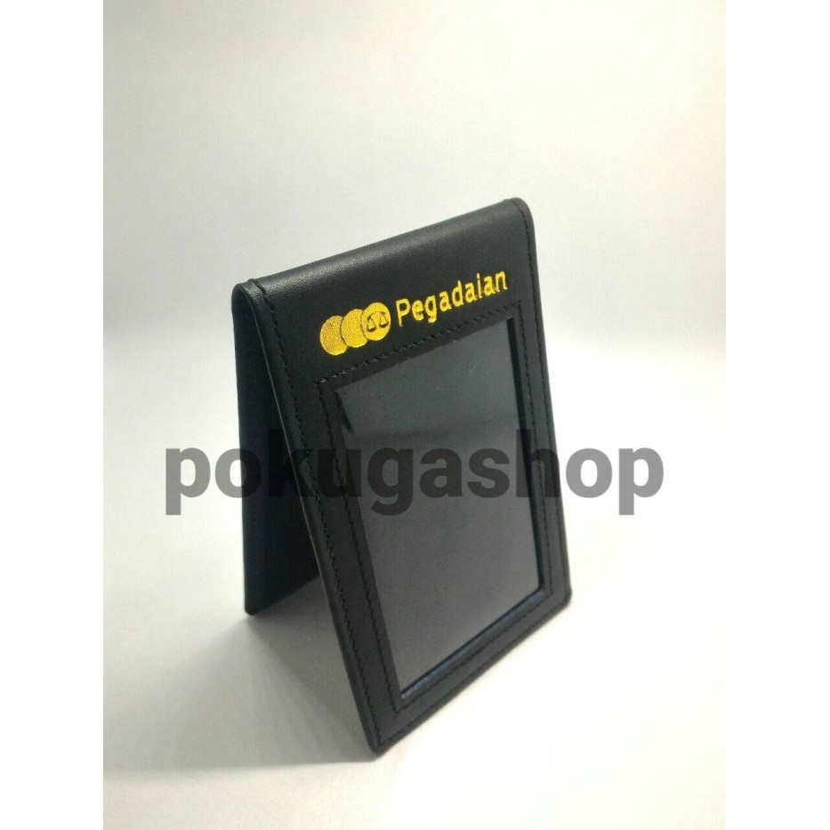 

BARANG TERLARIS nametag kulit / id cardholder asli kulit logo pegadaian emas