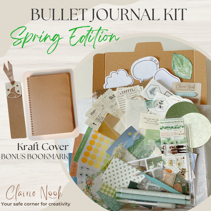 

Clairie Nook Seasonal Bullet Journal Kit -Dekorasi Notebook Scrapbook - Spring - Kraft, Blank Page