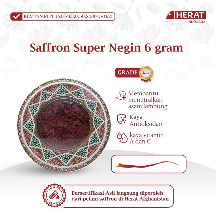 

Saffron Safron Herat Afghanistan Super Negin 6 gr Premium