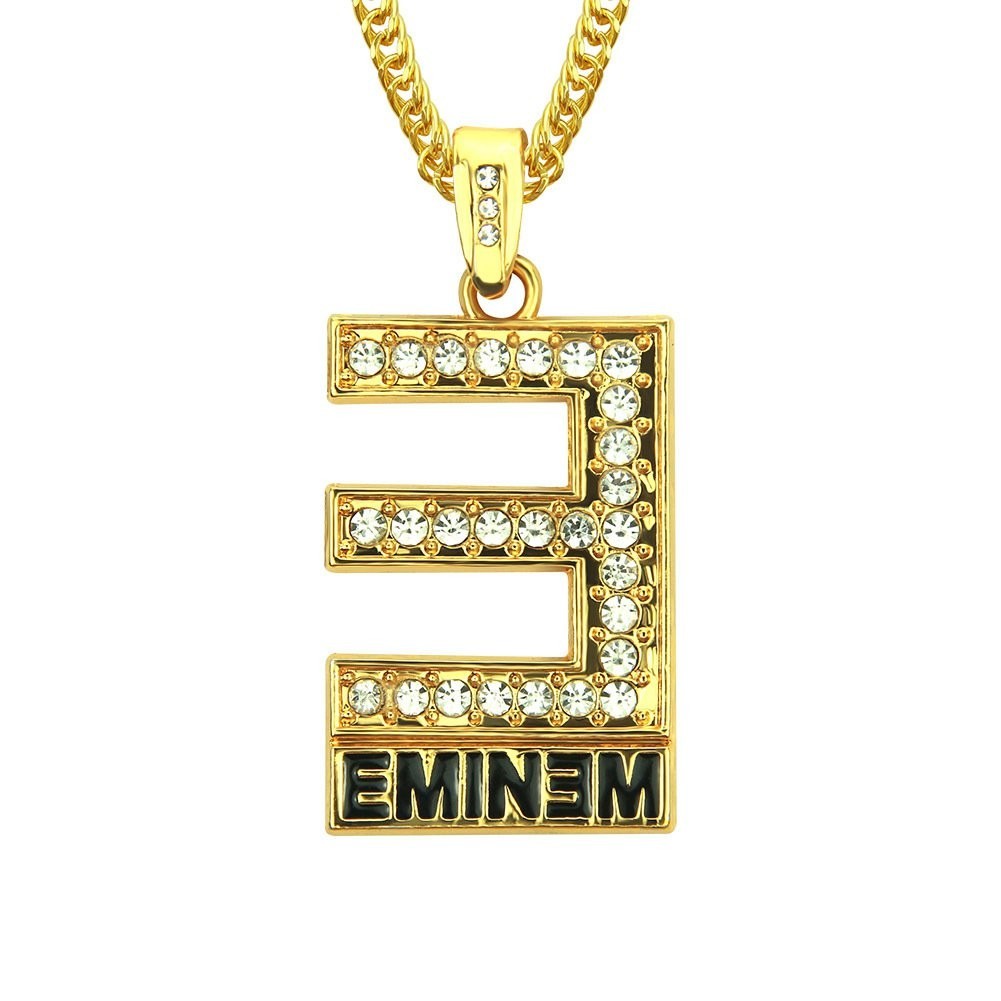 Aliexpress New Necklace Hip Hop LettersENecklace Foreign Trade Jeweled Pendant European and American