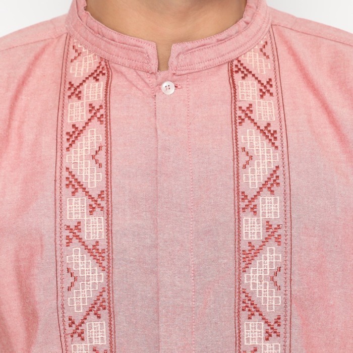 Code Male Kemeja Koko Pria Bordir Premium Peach Pasha Art.248020