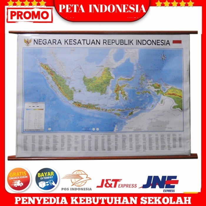Peta Indonesia, Peta Gantungan Indonesia, Peta Dinding,Peta Pendidikan - Besar