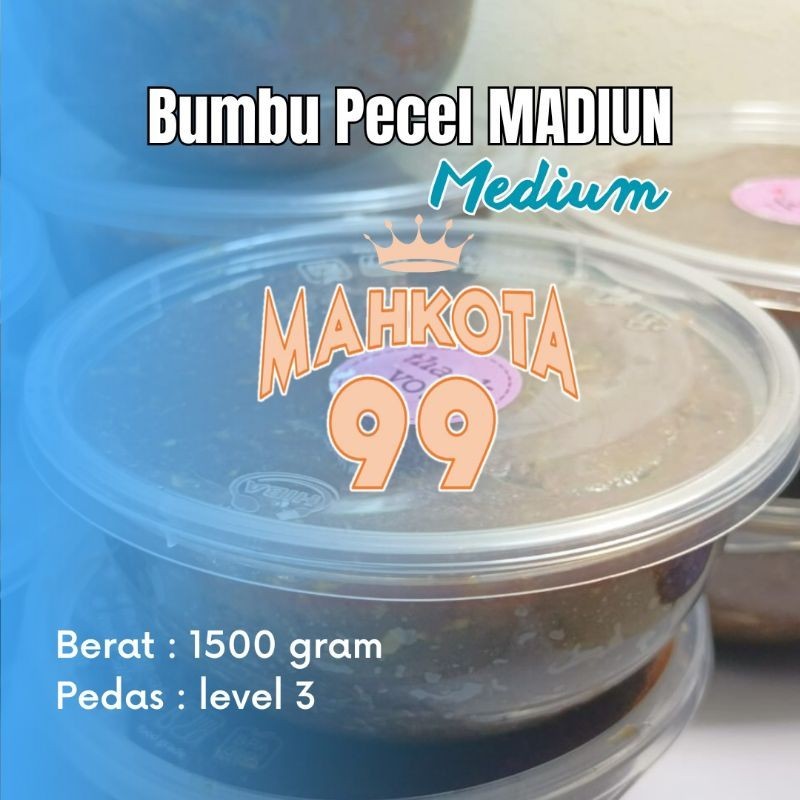 

(MEDIUM) BUMBU PECEL RECEP MADIUN "MAHKOTA 99". BERAT 1500 GRAM. PEDAS LEVEL 3