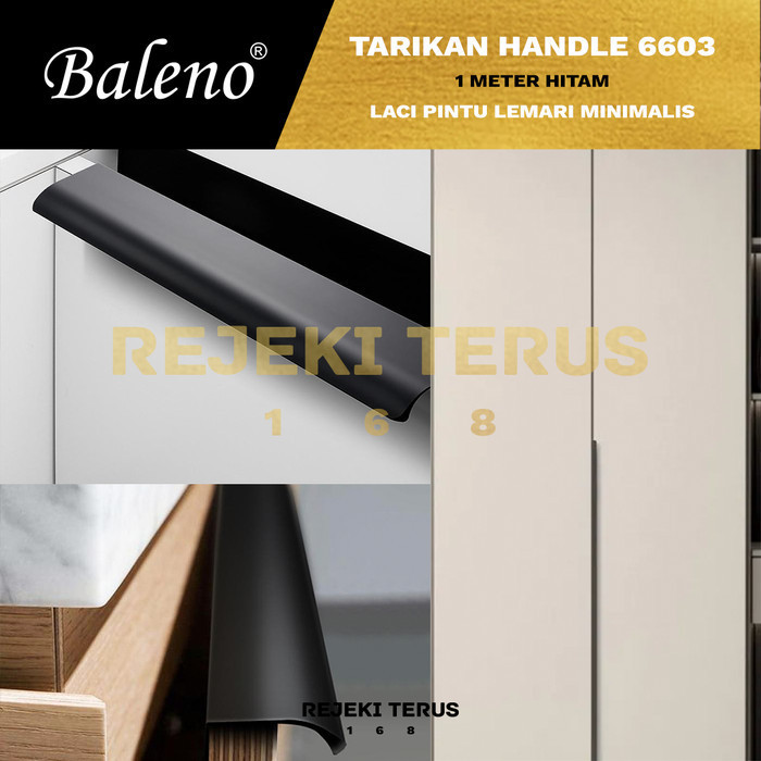 Tarikan 6603 1 Meter Handle Pintu Lemari Hitam Black Panjang Minimalis