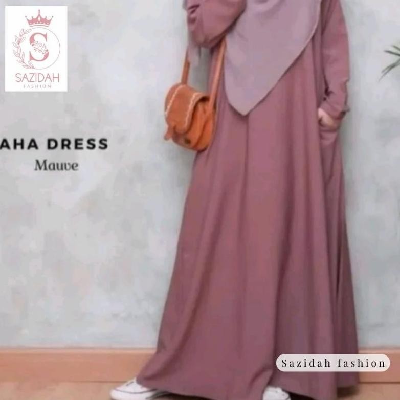 shof- Aha dress gamis wanita crinkle abaya polos PROMO