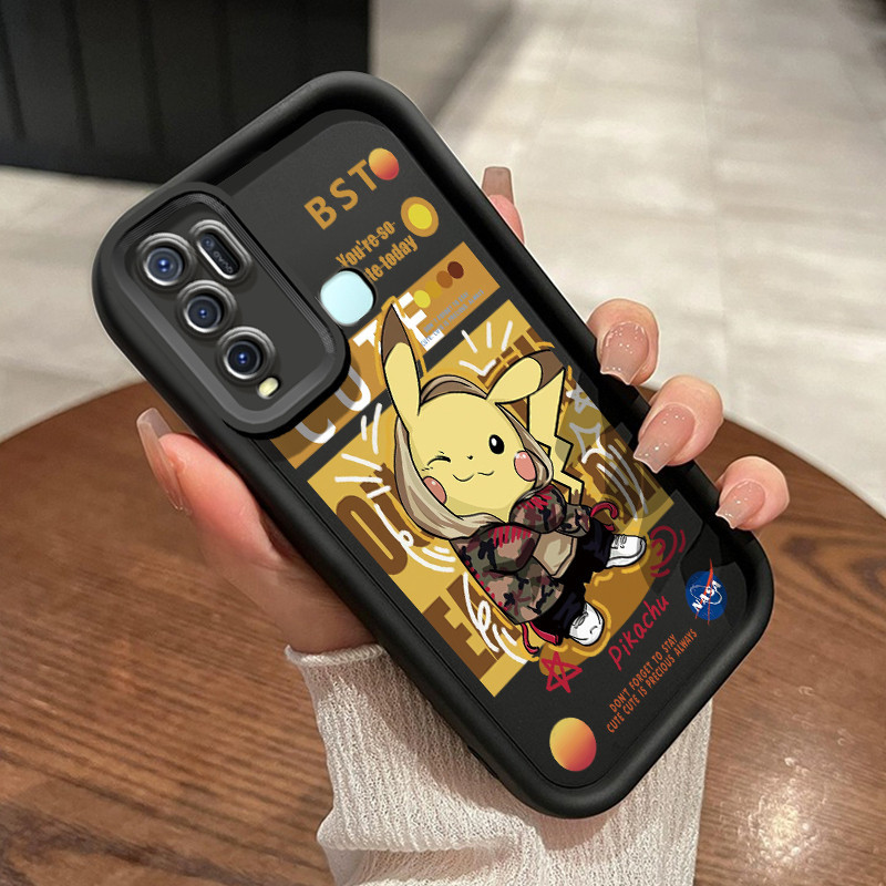 Casing Hp VIVO Y50 VIVO Y30 VIVO Y30i Case Doraemon dan pola Pikachu Softcase ponsel  Kesing casing 