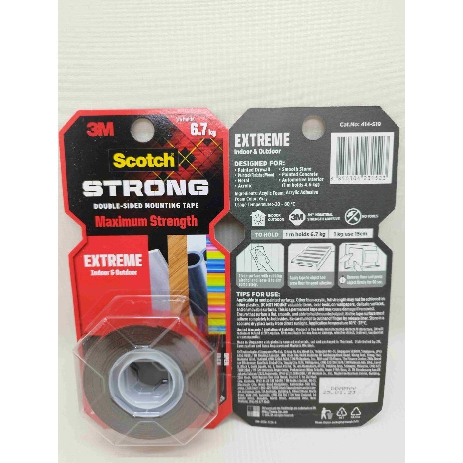 

3M 414-S19 SCOTCH STRONG Double Sided Tape - EXTREME Indoor & Outdoor SALE