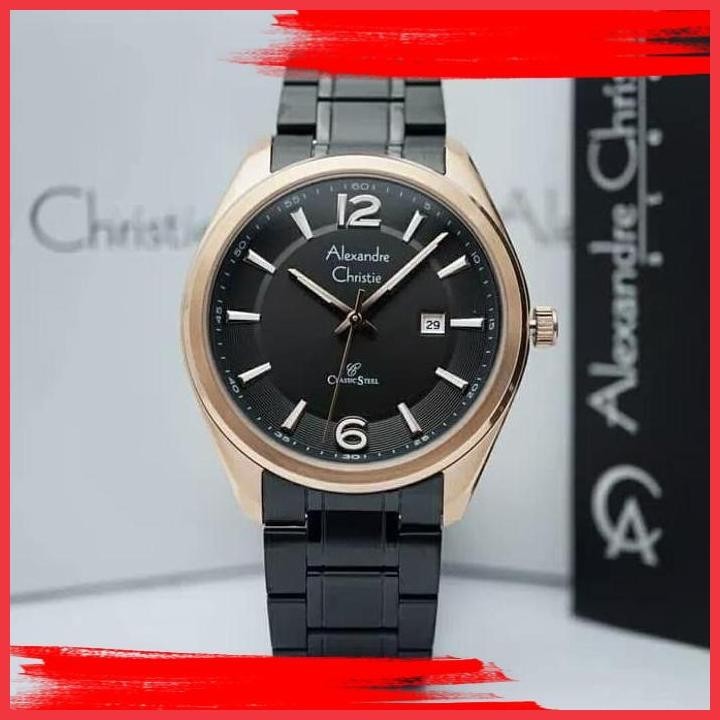 (ITP) ALEXANDRE CHRISTIE AC 8583 / AC 8583MD BLACK ROSEGOLD ORIGINAL&GARANSI