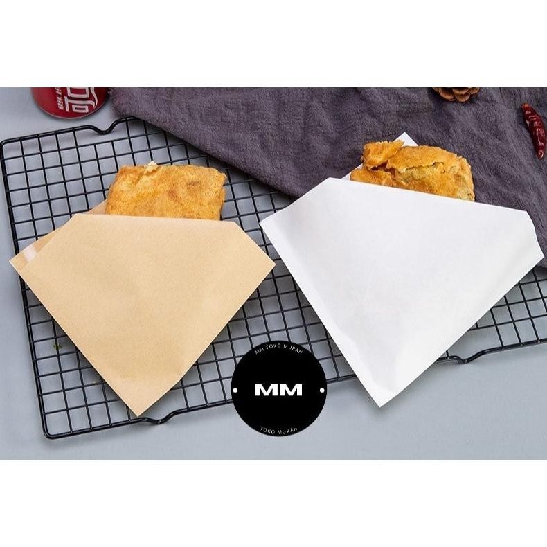 

Bonus Gede" 100pcs 13x13cm kertas donut laminasi food grade kertas roti kue burger gorengan paper bag kantong donut ||