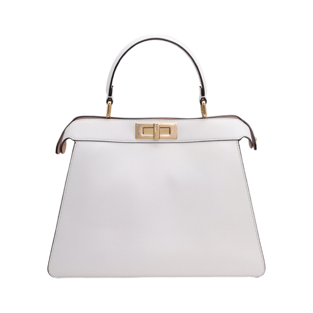 FENDI Medium Peekaboo ISeeU Shoulder Bag in White Leather