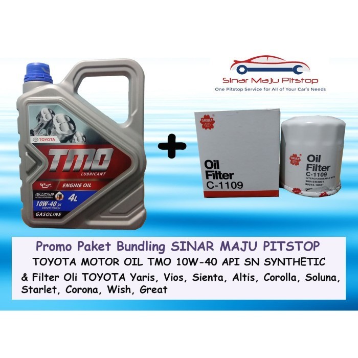 PAKET OLI MOBIL TMO 10W-40 API SN & FILTER OLI TOYOTA YARIS & VIOS