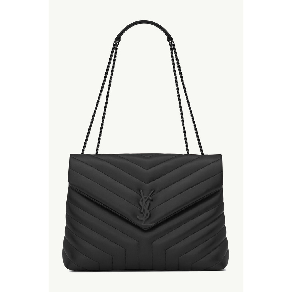 YVES SAINT LAURENT Medium Loulou Shoulder Bag in Black Quilted Leather BHW