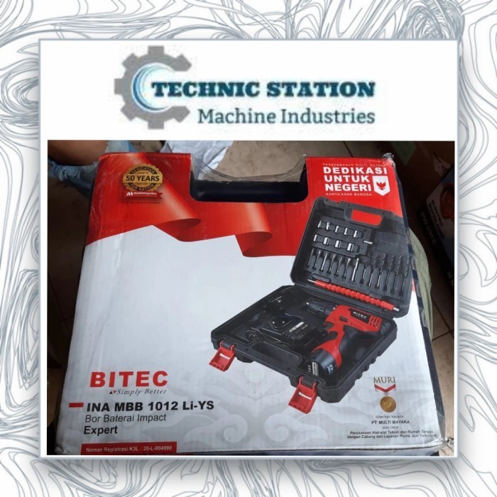 MESIN BOR CORDLESS HAMMER DRILL BITEC INA MBB 1012 LI-YS