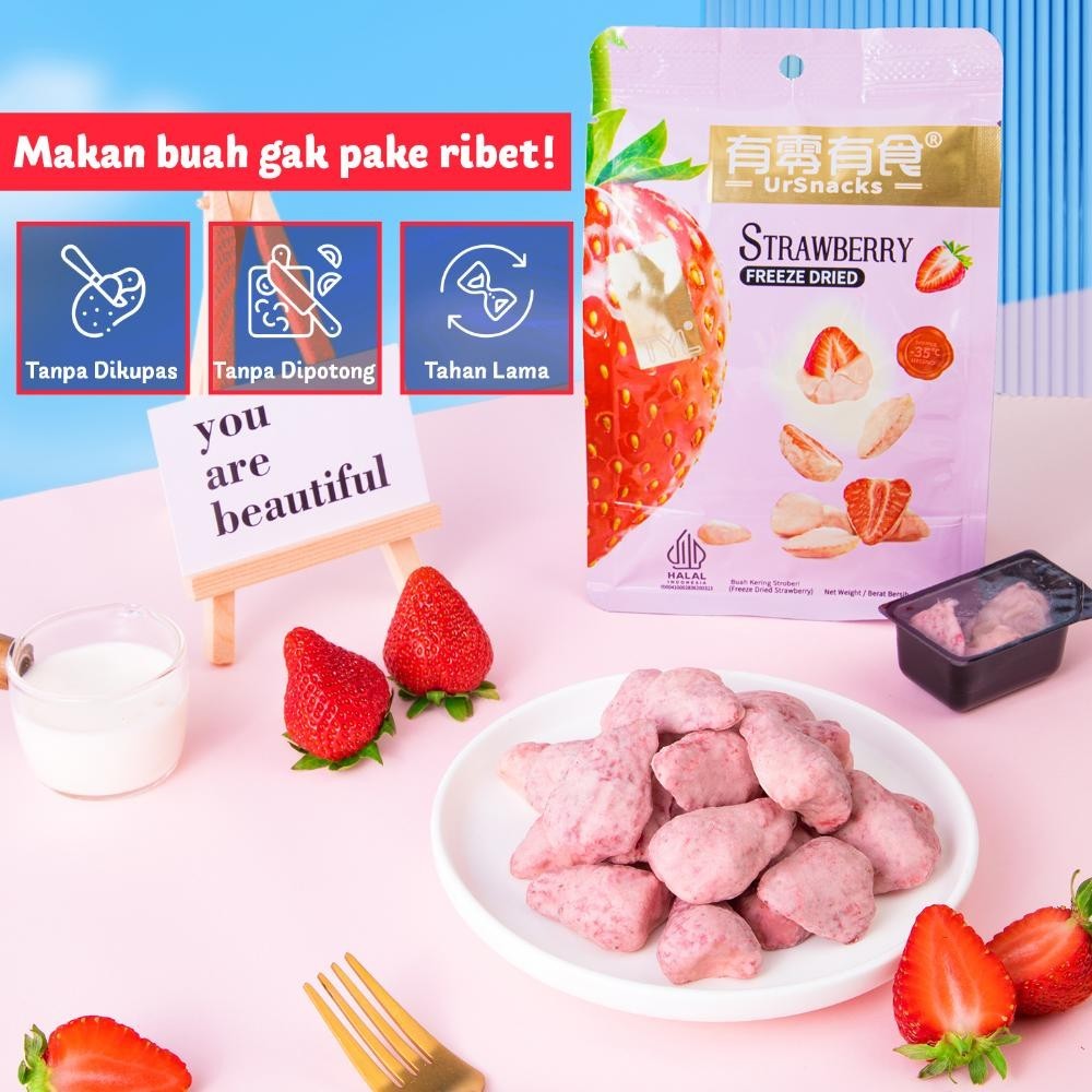 

POI URSNACKS PAKET HEMAT BUNDLING 2 - FREEZE DRIED KERIPIK SEHAT STRAWBERRY 22gr + DURIAN 32gr BUAH VAKUM CEMILAN DIET TERLARIS