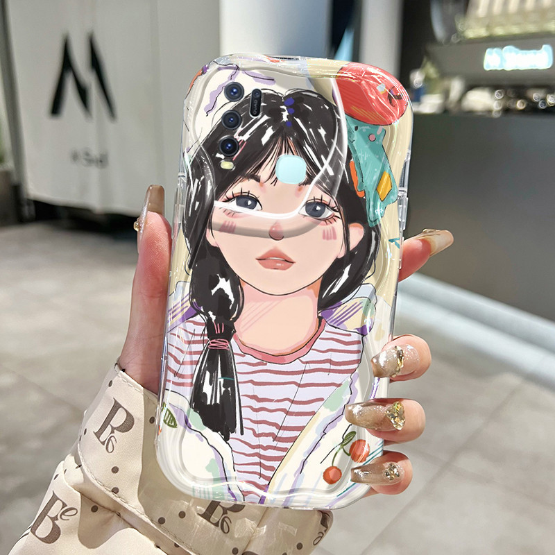Casing Hp VIVO Y50 VIVO Y30 VIVO Y30i Case lembut Softcase sarung HP pola Korea perempuan Kesing pon