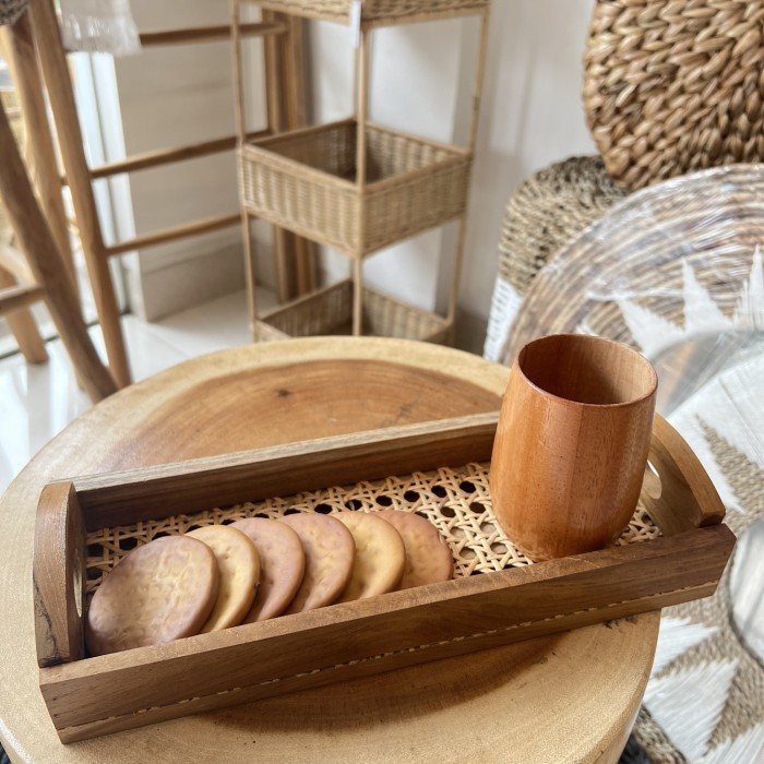 TRAY ROTAN KAYU PERSEGI PANJANG / NAMPAN KAYU ROTAN NK05