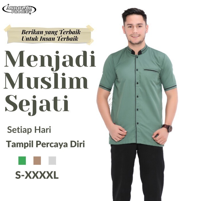 Baju Muslim Pria Kemeja Koko Ibadah Lengan Pendek Daily Jumbo Premium