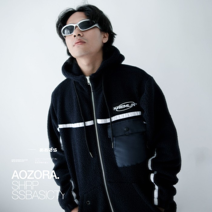 Kremlin Zip Hoodie Wool Sherpa Navy - Aozora