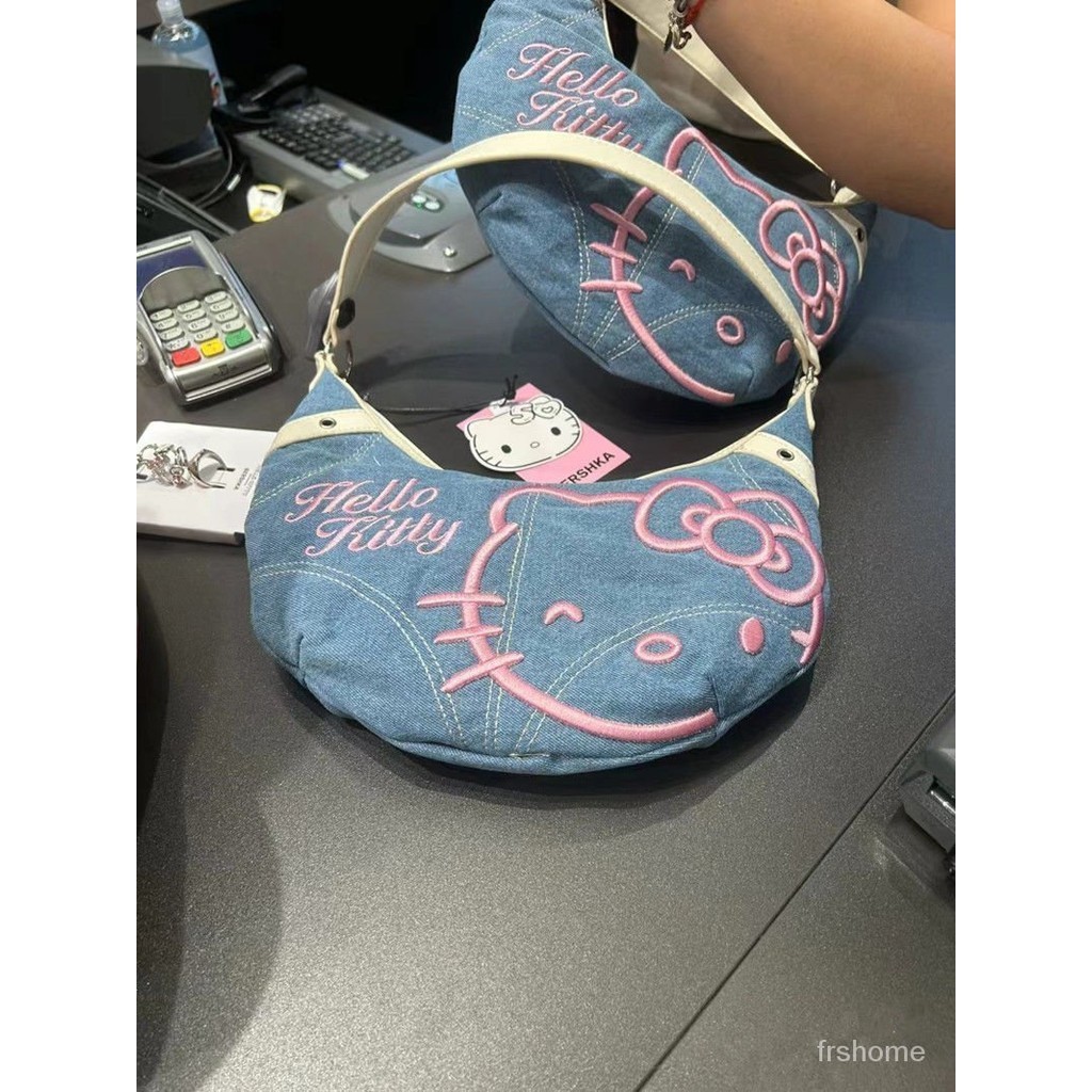 HelloKitty Koboi Tas Ketiak Koboi Selempang Wanita 2024 Tas Tanduk Sapi Baru Tas Koboi Wanita