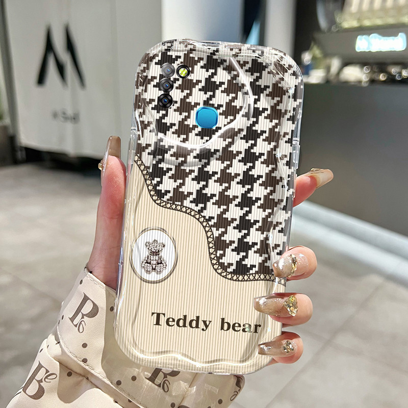 Casing Hp Infinix Smart 5 Case HP pelindung silikon lunak Casing ponsel motif Kesing beruang Grid So