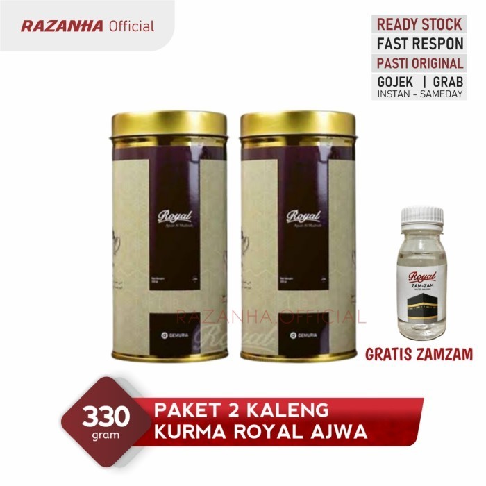 

PAKET 2 PCS KURMA ROYAL AJWA AL MADINAH 330 GR GRATIS ZAM ZAM