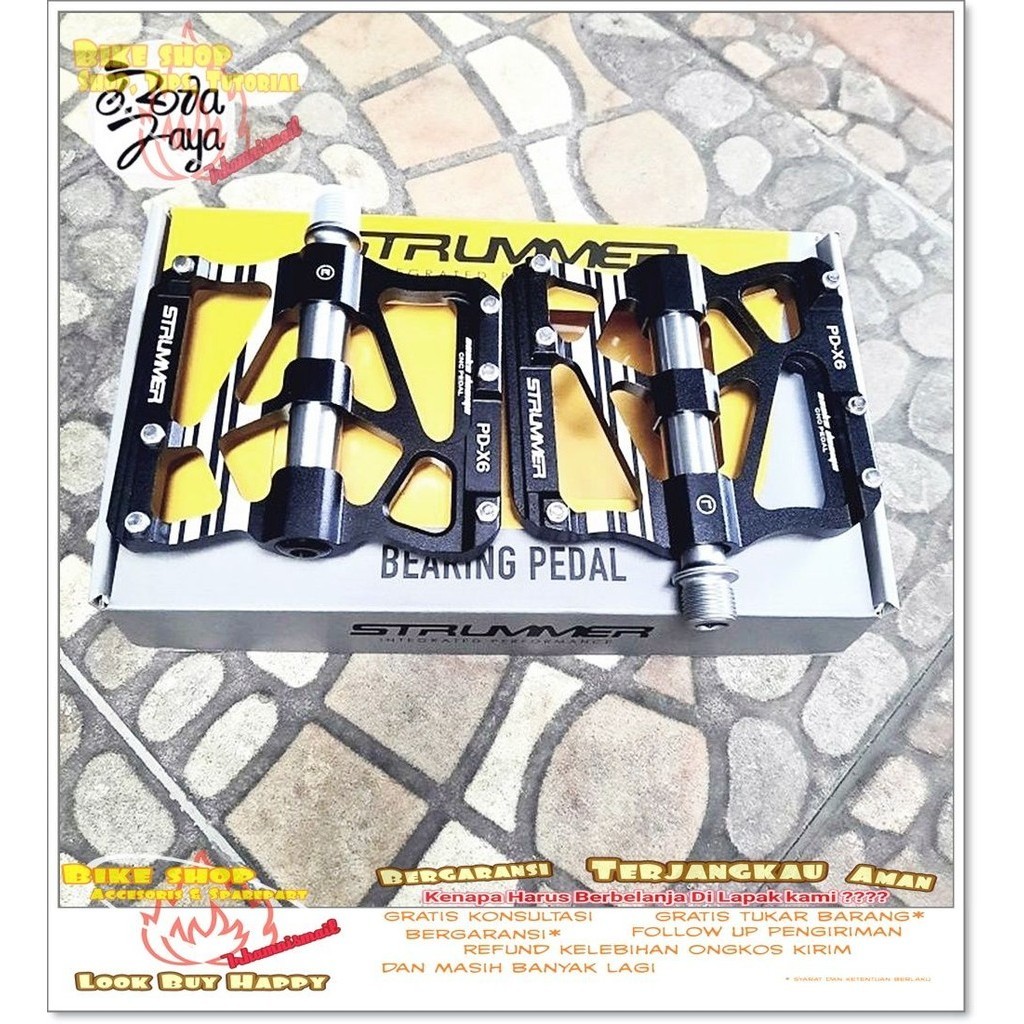 PEDAL MTB STRUMMER X6 BEARING BLACK TITAN Sepeda MTB BMX