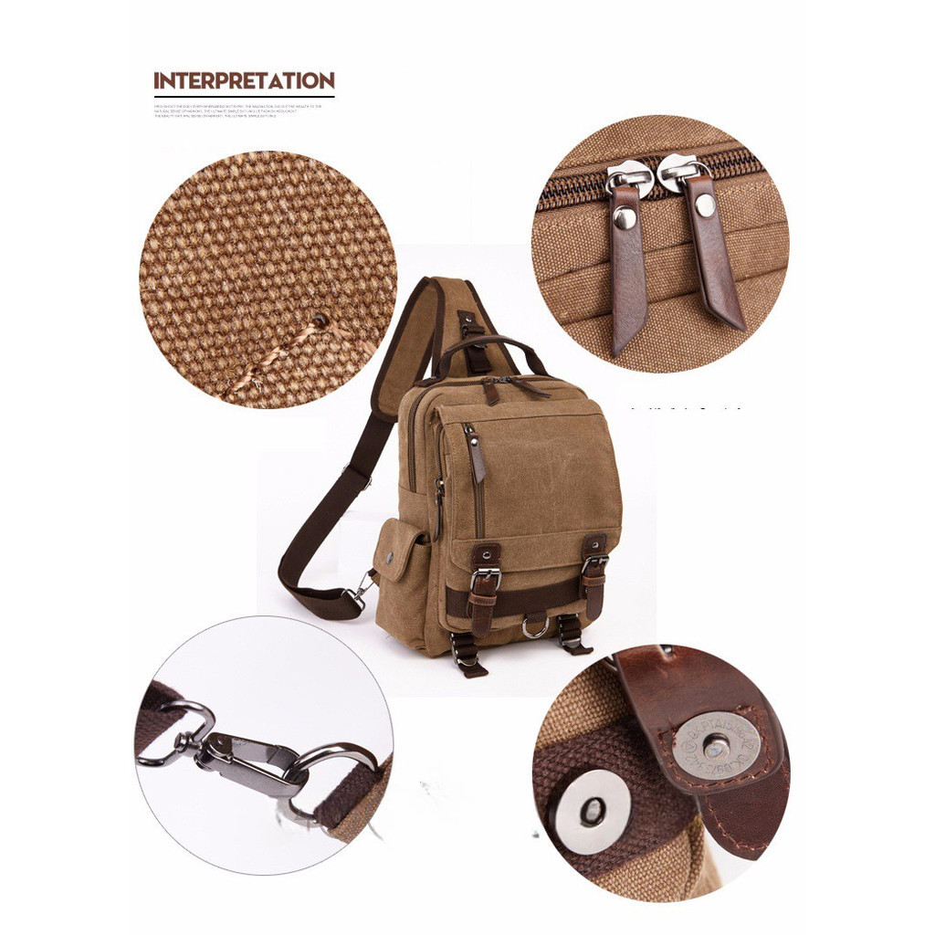 ZUO LUN DUO Tas Selempang Sling Bag Crossbody Canvas Retro Style Large - 8596