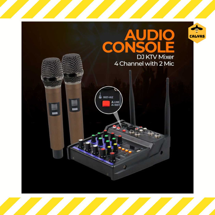 Audio Console Karaoke Dj Ktv Mixer 4 Channel With 2 Microphone