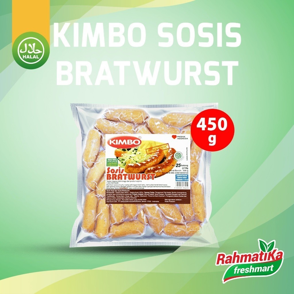 

Kimbo Sosis Bratwurst 450 gr Isi 25