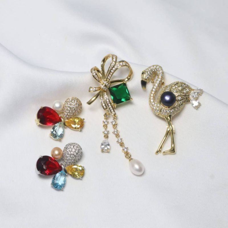 GLAMOUR Bros Pin Mutiara Asli Hijab Jilbab Aksesoris Wanita Mewah