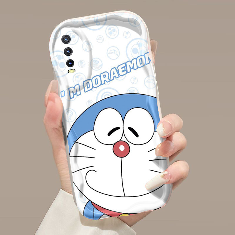 Casing Hp VIVO Y20 Y20i Y20S Y12S Y20 2021 Y12A Y20S G Y20T Y20S M Y20S D Y11s Y30G Case HP pelindung ponsel  Casing gelombang tekstur Kesing warna-warni pola Doraemon lucu kartun Softcase