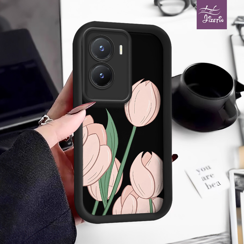 Tulip casing hp bentuk aneh untuk ph vivo y36,y35,y33t,y33s,y30i,y30g,y30,4G cover silicone aestheti