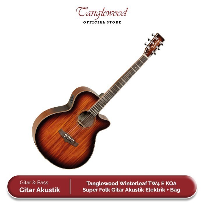 Tanglewood TW4 E KOA All KOA Super Folk Gitar Akustik Elektrik