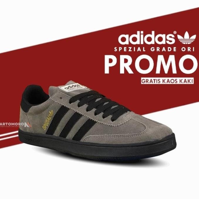 (Promo 12.12) Sepatu Pria Wanita Adidas Spezial Warna Grey Black Made Auravelvet