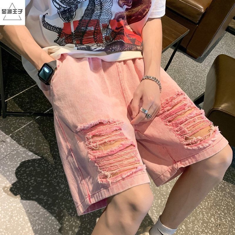 Celana Pendek Denim Sobek untuk Wanita, Celana Pendek Denim Santai Longgar Bermerek Mode Musim Panas