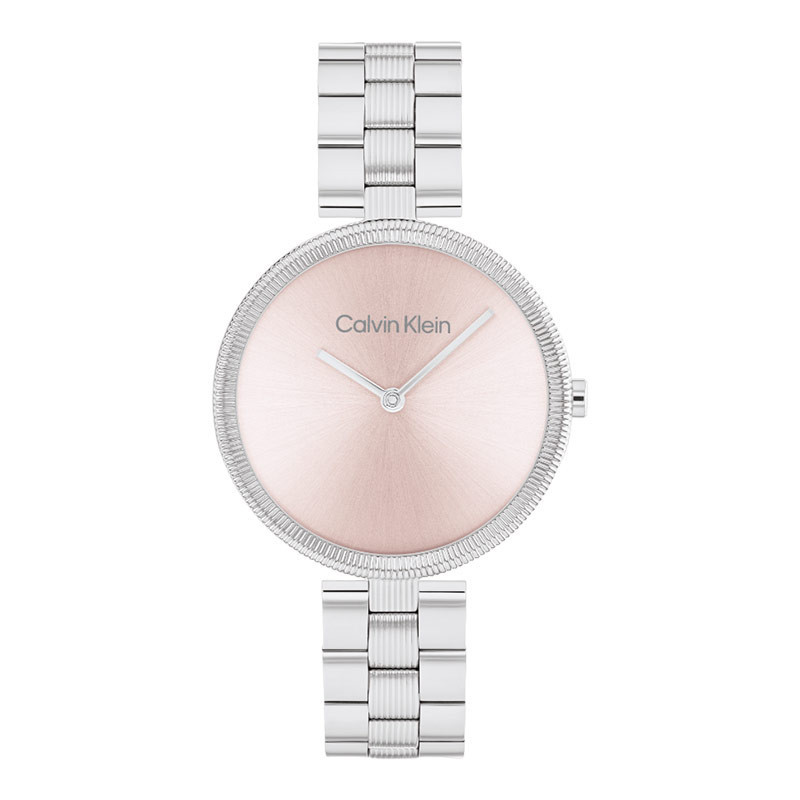 [PRJ 12.12] Jam Tangan Wanita Calvin Klein Minimal 25100015 Ladies Pink Dial Stainless Steel Strap