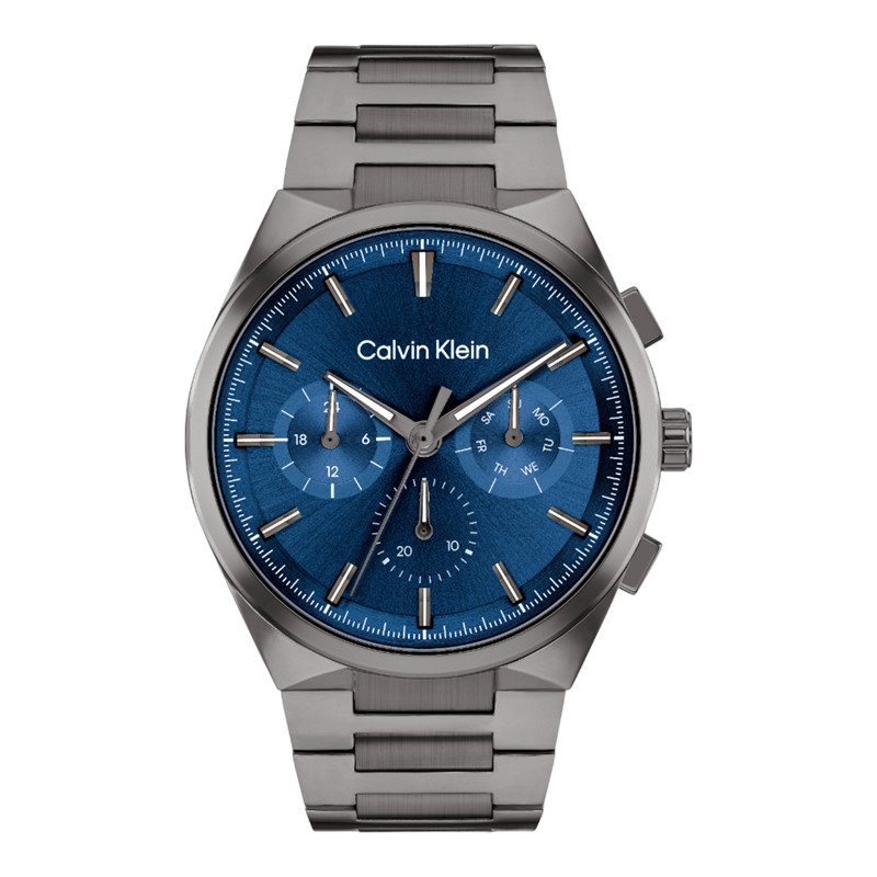 [PRJ] Jam Tangan Pria Calvin Klein Distinguish 25200443 Men Multifunction Blue Dial Gunmetal Stainle