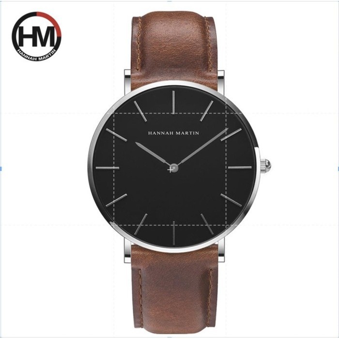 Jam Tangan Pria Hannah Martin Leather Kulit Analog Ch02