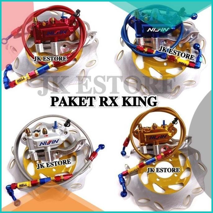Paket Kaliper Monoblok Nissin 4 Piston + Piringan Rx King + Selang Rem