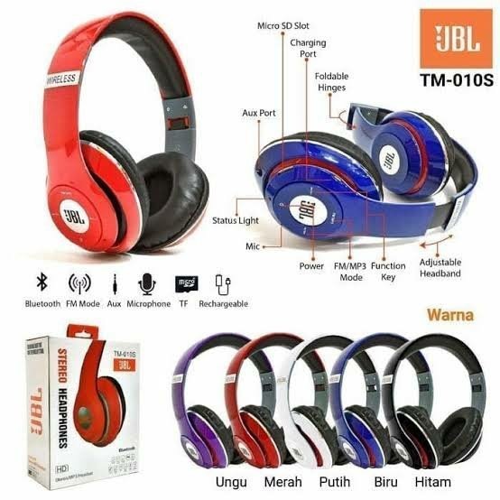 Headphone Bluetooth Jbl Megabass Tm010 Bukan Stn13 - Headset Bando Microphone Jbl Tm 010S