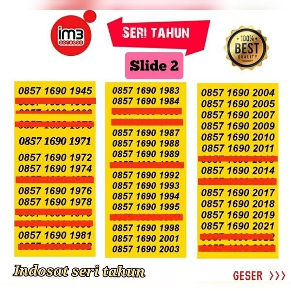 Nomor Cantik Indosat Seri Tahun