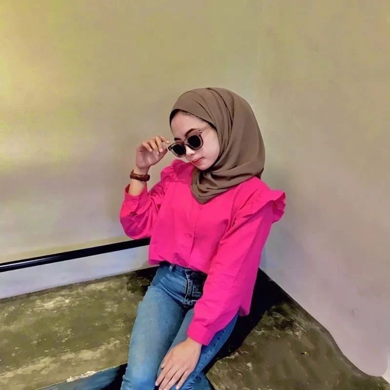 GFS BEST SELLER YURIM RUFFLE BLOUSE BAHAN PREMIUM LINEN