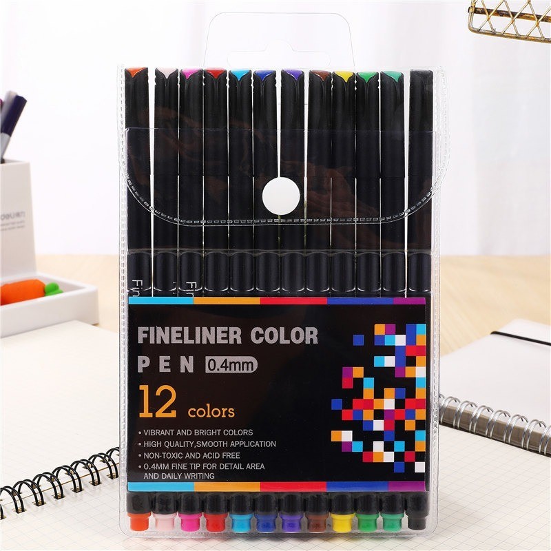 

Tlevino Pena Warna Drawing Pen Fine Point Art Watercolor 0.4mm 12 Color