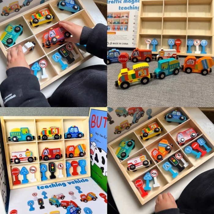 

Magnetic Wooden Train Mainan Kereta Magnet Bahan Kayu Pretend Plays