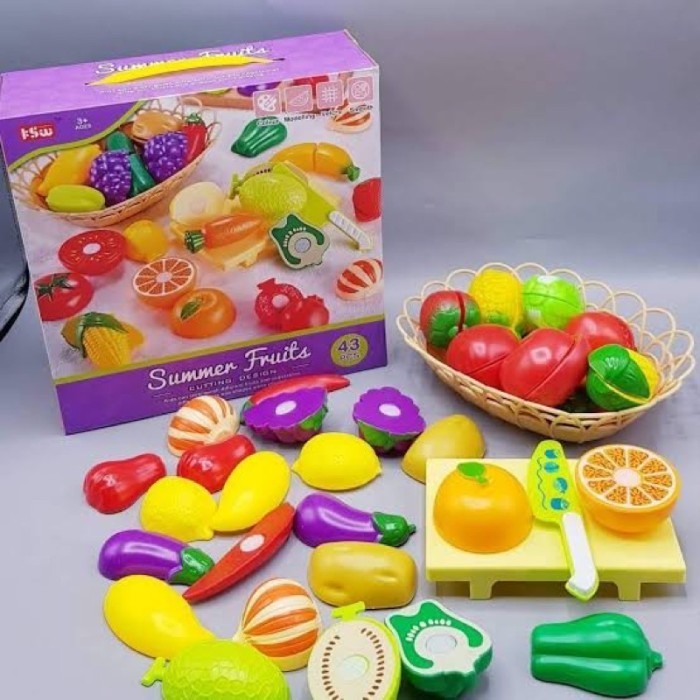 

Cutting Fruit Vegie Pretend Plays Mainan Potong Buah Masak2An