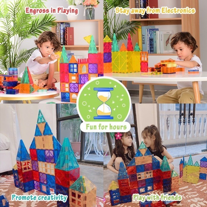 

Magnetic Tiles 100-120Pcs - Magna Tiles Alike - Mainan Edukasi Anak- B