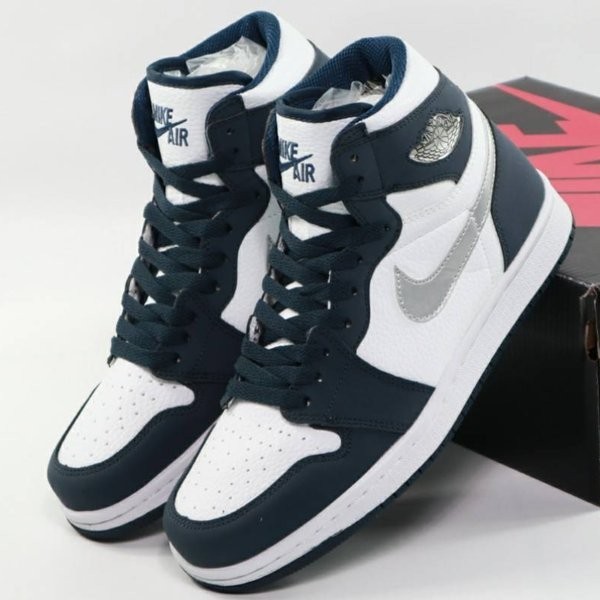 SEPATU NIKE AJ1 HIGH OG CO.JP WHITE MIDNIGHT NAVY METALIC SILVER PREMIUM MIRROR BNIB VIETNAM IMPORT