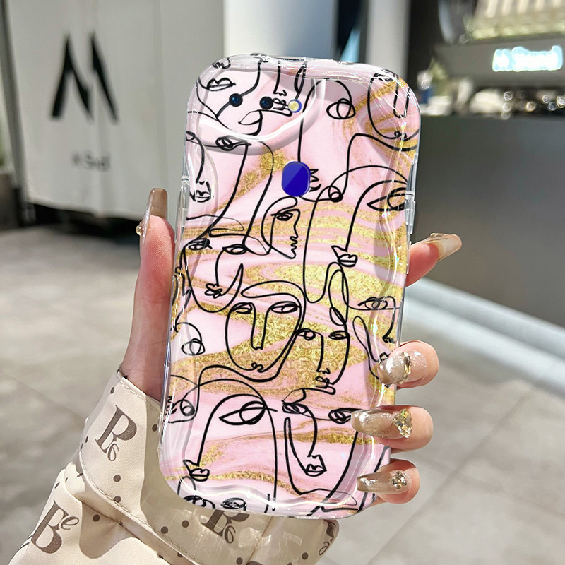 Casing Hp OPPO R15 R17 Case Kesing pelindung silikon Softcase lembut baru HP ponsel pola wajah abstr