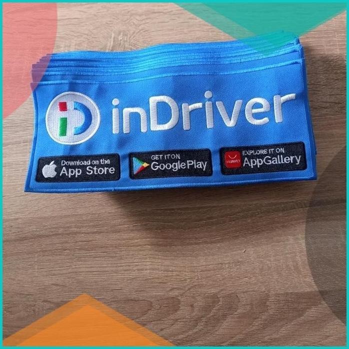 emblem besar inDriver biru bordiran punggung inDriver biru murah keren